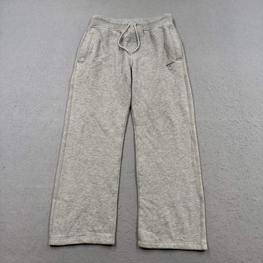 Gant Sweatpants Men's Large Gray Wide Leg Fleece Lined Relaxed Fit Loungewear